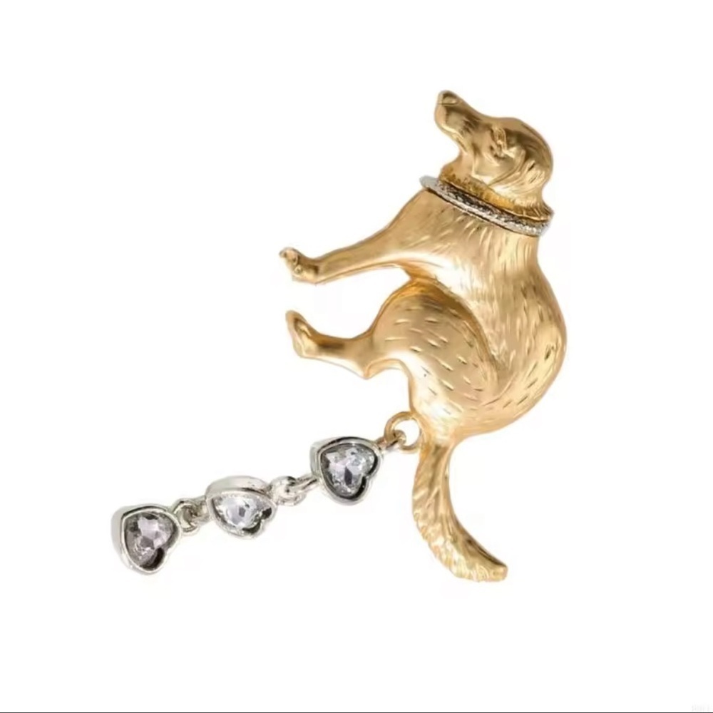 Pooping Gold Dog Brooch - Picture 4 of 6